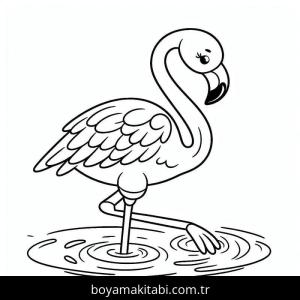 Flamingo boyama sayfası – çocuk aktivitesi, PDF indir