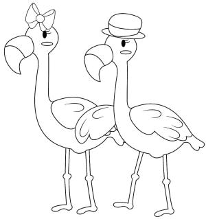 Flamingo boyama sayfası,  coloring page, Bay Flamingo ve Bayan Flamingo, 