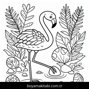 Flamingo boyama sayfası – sevimli karakter, sanatsal çalışma