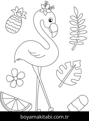 Flamingo boyama sayfası – eğlenceli etkinlik, el becerilerini geliştirir