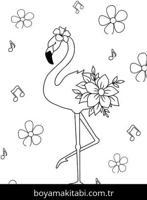 Flamingo boyama sayfası – çizgi film temalı, basit çizim