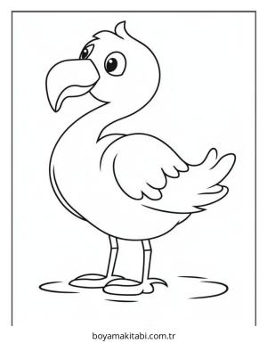 Flamingo boyama sayfası – basit çizim, kolay boyama