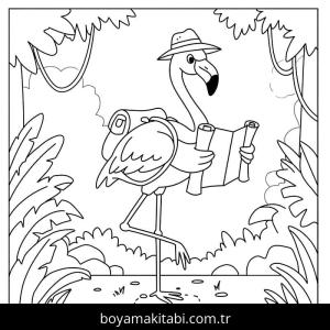 Flamingo boyama sayfası – PDF indir, sevimli karakter