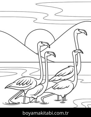 Flamingo boyama sayfası – basit çizim, kolay boyama