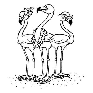 Flamingo boyama sayfası,  coloring page, Üç Flamingo, 