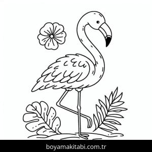 Flamingo boyama sayfası – evde etkinlik, ücretsiz yazdır