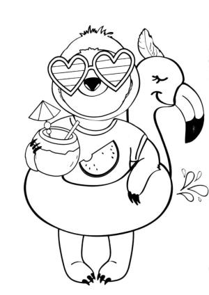 Flamingo boyama sayfası,  coloring page, Tembel Flamingolar, 