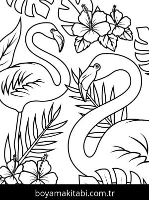 Flamingo boyama sayfası – el becerilerini geliştirir, boyama çalışması