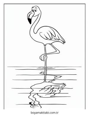 Flamingo boyama sayfası – PDF indir, sevimli karakter