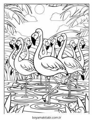 Flamingo boyama sayfası – eğlenceli etkinlik, el becerilerini geliştirir