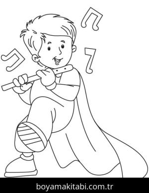 Flüt boyama sayfası – sanatsal çalışma, çocuklar için