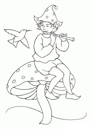 Flüt boyama sayfası,  coloring page, Flüt Çalan Elf, 