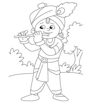 Flüt boyama sayfası,  coloring page, Flüt çalan çizgi Film çocuk, 