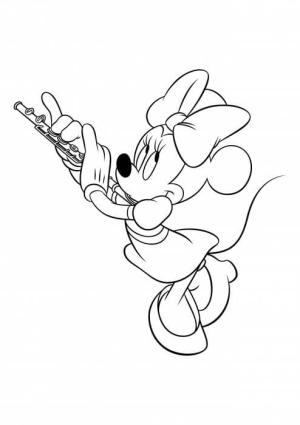 Flüt boyama sayfası,  coloring page, Minnie Mouse Flüt Çalıyor, 