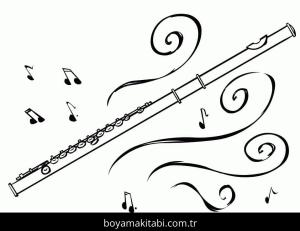 Flüt boyama sayfası – renkli çizimler, okul öncesi