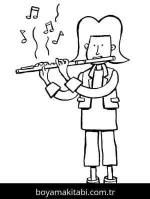 Flüt boyama sayfası – eğlenceli etkinlik, el becerilerini geliştirir