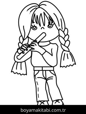 Flüt boyama sayfası – eğlenceli etkinlik, el becerilerini geliştirir