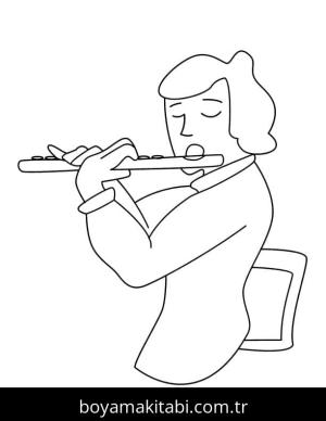 Flüt boyama sayfası – çocuk aktivitesi, PDF indir