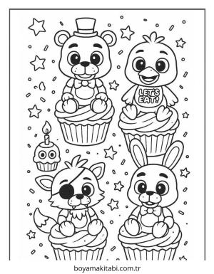 FNAF boyama sayfası – sevimli karakter, sanatsal çalışma
