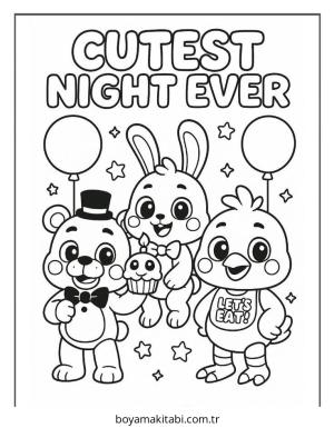 FNAF boyama sayfası – çizgi film temalı, basit çizim