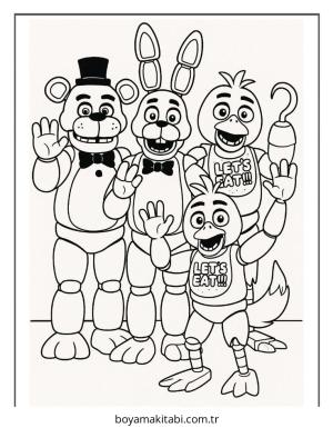 FNAF boyama sayfası – çocuk aktivitesi, PDF indir