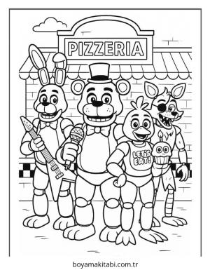 FNAF boyama sayfası – çocuklar için, çizgi film temalı