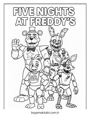 FNAF boyama sayfası – kolay boyama, eğitici aktivite