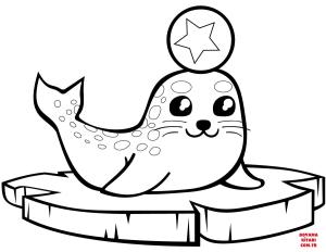 Fok Balığı boyama sayfası, Seals coloring page, , seals baby seal on an ice floe 