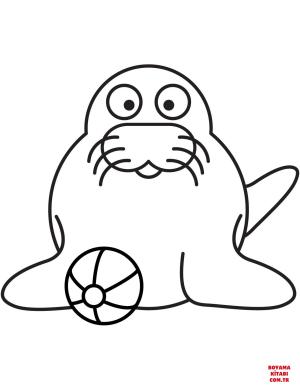 Fok Balığı boyama sayfası, Seals coloring page, , seals seal plays the ball 