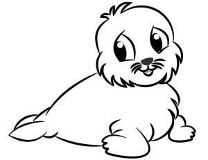 Fok Balığı boyama sayfası, Seals coloring page, Küçük Deniz Aslanı, 