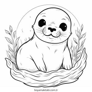 Fok boyama sayfası – çocuklar için, çizgi film temalı