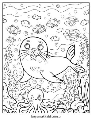 Fok boyama sayfası – PDF indir, sevimli karakter