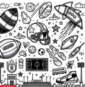 Futbol boyama sayfası, Football coloring page, , 