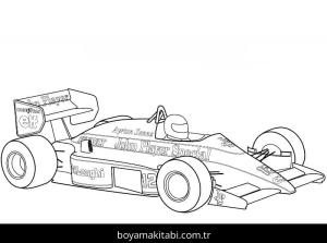 Formula 1 boyama sayfası – çocuklar için, çizgi film temalı