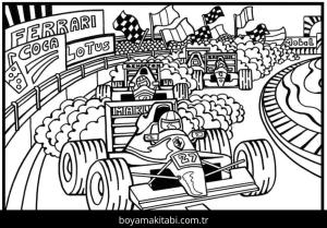 Formula 1 boyama sayfası – eğitici aktivite, yaratıcılık