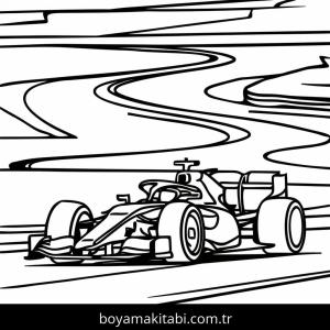 Formula 1 boyama sayfası – sevimli karakter, sanatsal çalışma