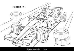 Formula 1 boyama sayfası – sevimli karakter, sanatsal çalışma
