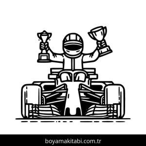 Formula 1 boyama sayfası – kolay boyama, eğitici aktivite