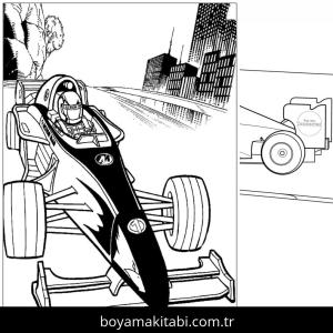 Formula 1 boyama sayfası – çocuk aktivitesi, PDF indir