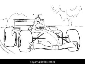 Formula 1 boyama sayfası – çocuklar için, çizgi film temalı