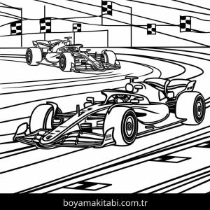 Formula 1 boyama sayfası – okul öncesi, evde etkinlik