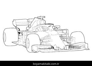 Formula 1 boyama sayfası – sanatsal çalışma, çocuklar için