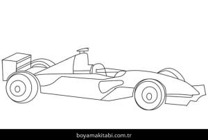 Formula 1 boyama sayfası – basit çizim, kolay boyama