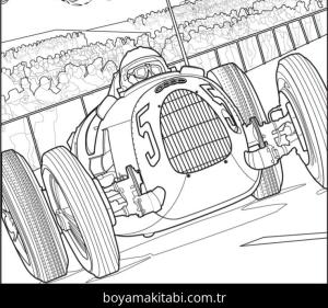 Formula 1 boyama sayfası – renkli çizimler, okul öncesi