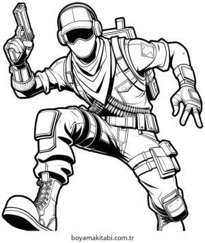 Fortnite boyama sayfası – çocuk aktivitesi, PDF indir