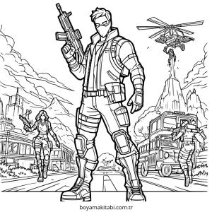 Fortnite boyama sayfası – PDF indir, sevimli karakter