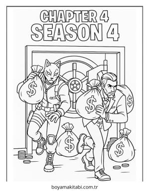 Fortnite boyama sayfası – çizgi film temalı, basit çizim