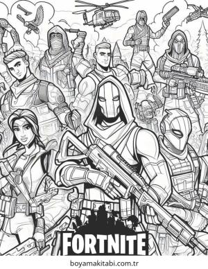 Fortnite boyama sayfası – renkli çizimler, okul öncesi