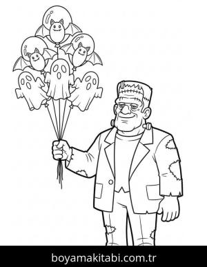 Frankenstein boyama sayfası – eğlenceli etkinlik, el becerilerini geliştirir