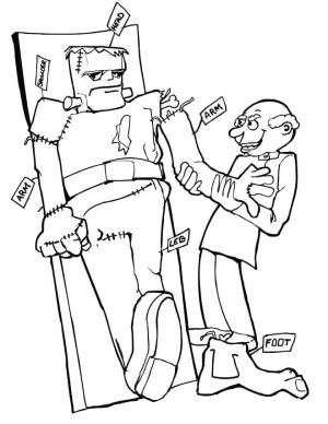 Frankenstein boyama sayfası,  coloring page, Çılgın Bilim Adamı ve Frankenstein, 